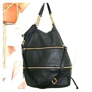 Expandable leather tote